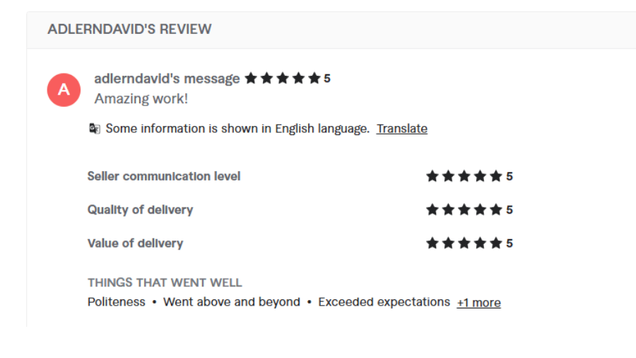 Fiverr review from adlerndavid