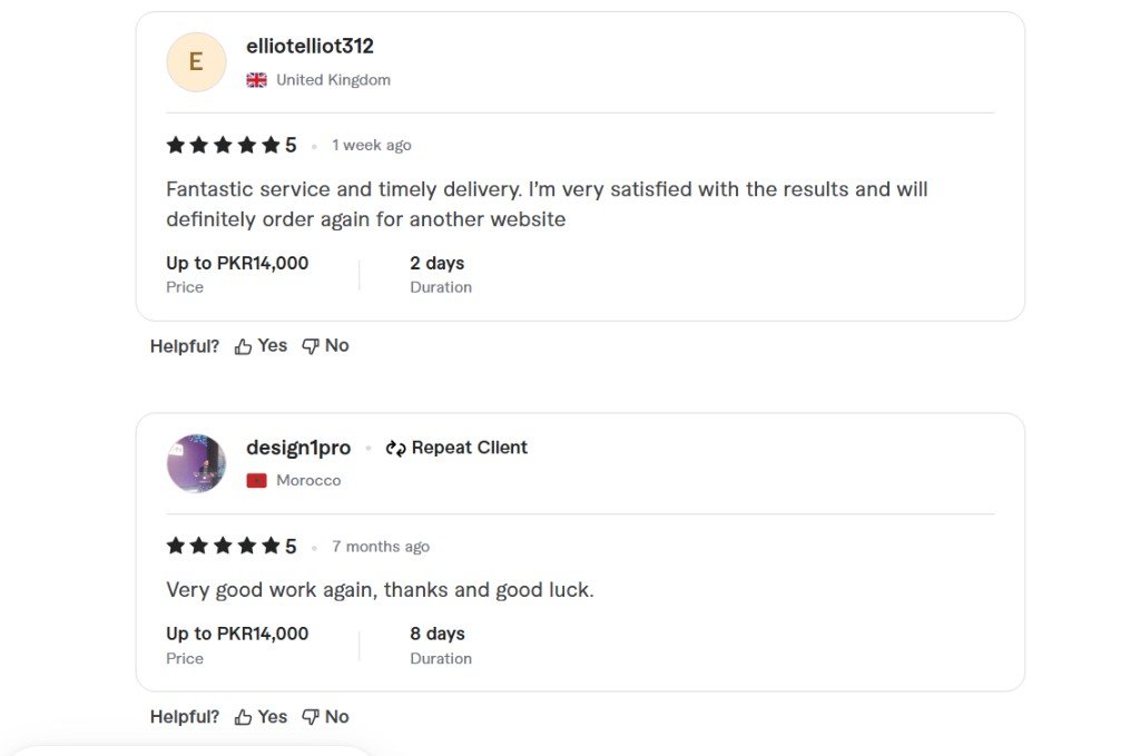 Fiverr review from elliotelliot312 and design1pro