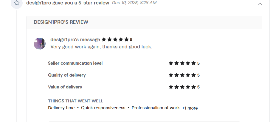 Fiverr review from design1pro