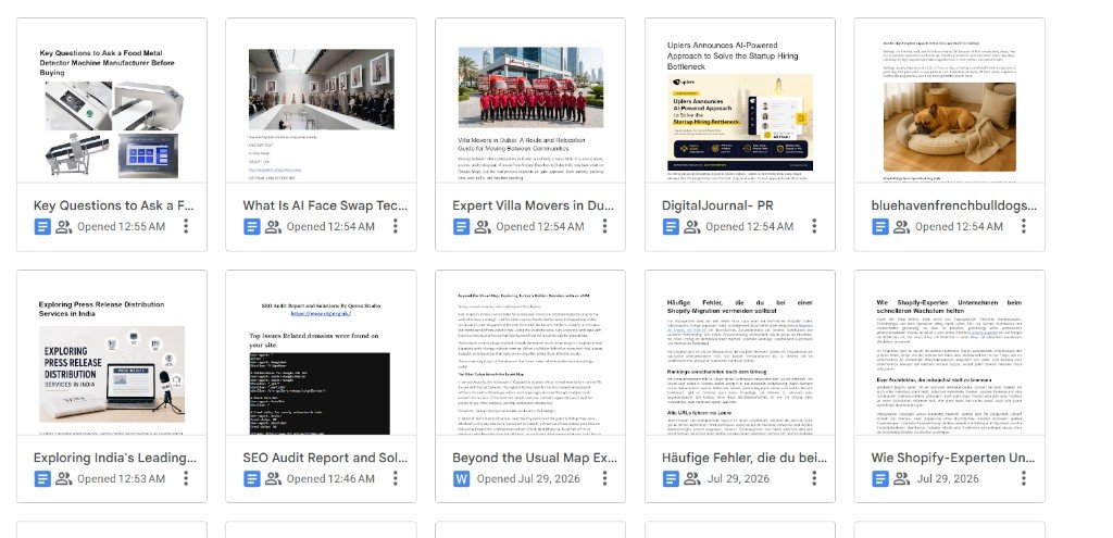 Recent content writing portfolio across multiple niches